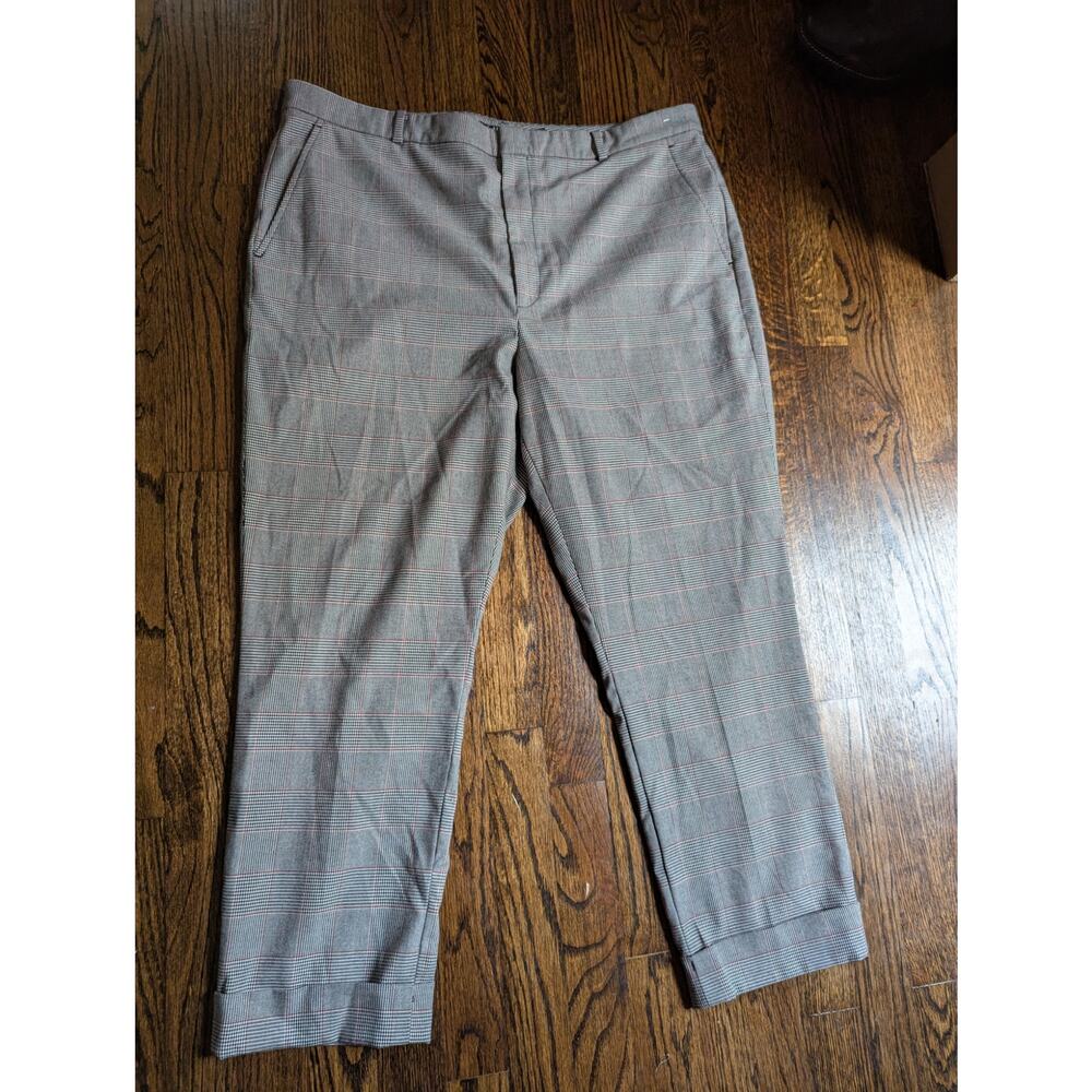 Lauren Ralph Lauren Gray Red Plaid Cuffed Pants